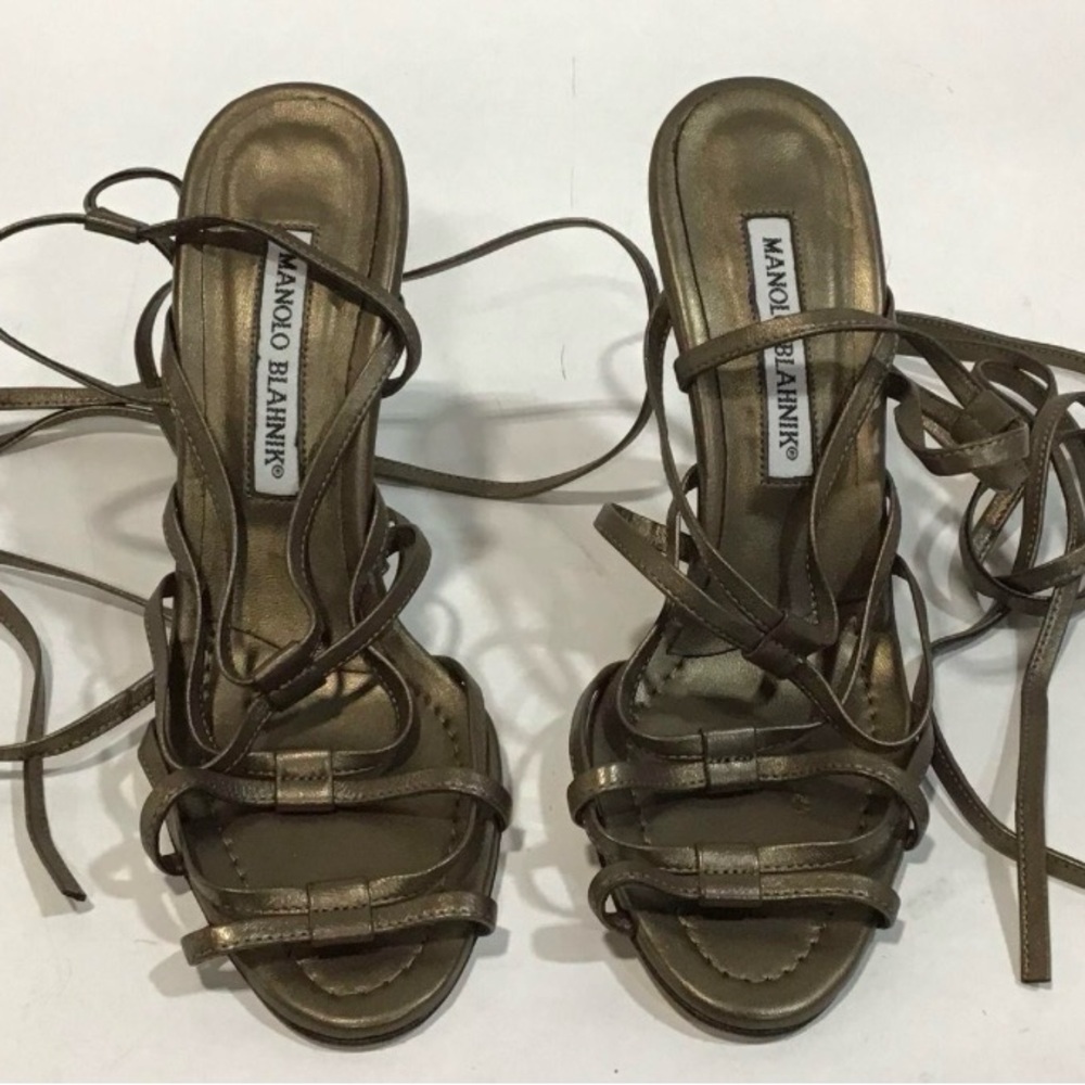 Manolo Blahnik Brown High Heeled Strappy Heels